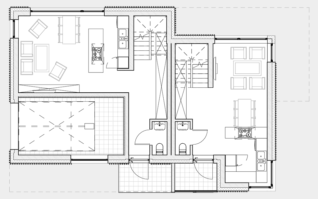 Budynek AB, rzut parteru